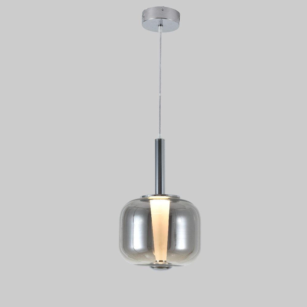 Lámpara colgante led Orion metal/vidrio smoke luz cálida