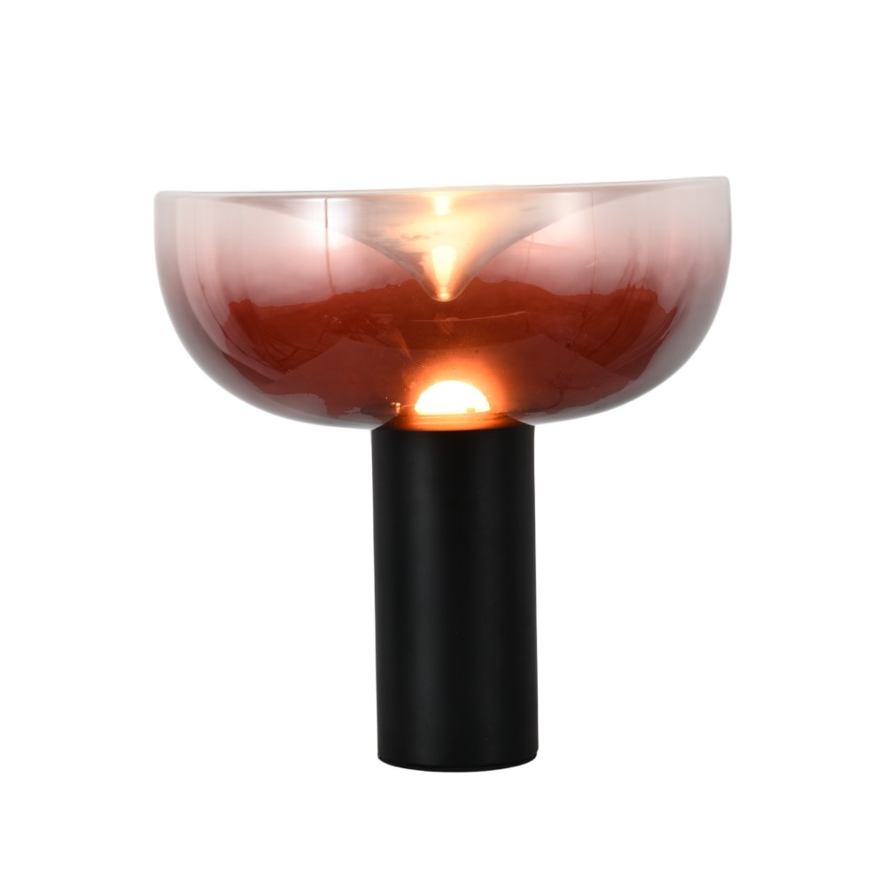 Lámpara LED de mesa Atenea negro/vidrio rojo luz cálida