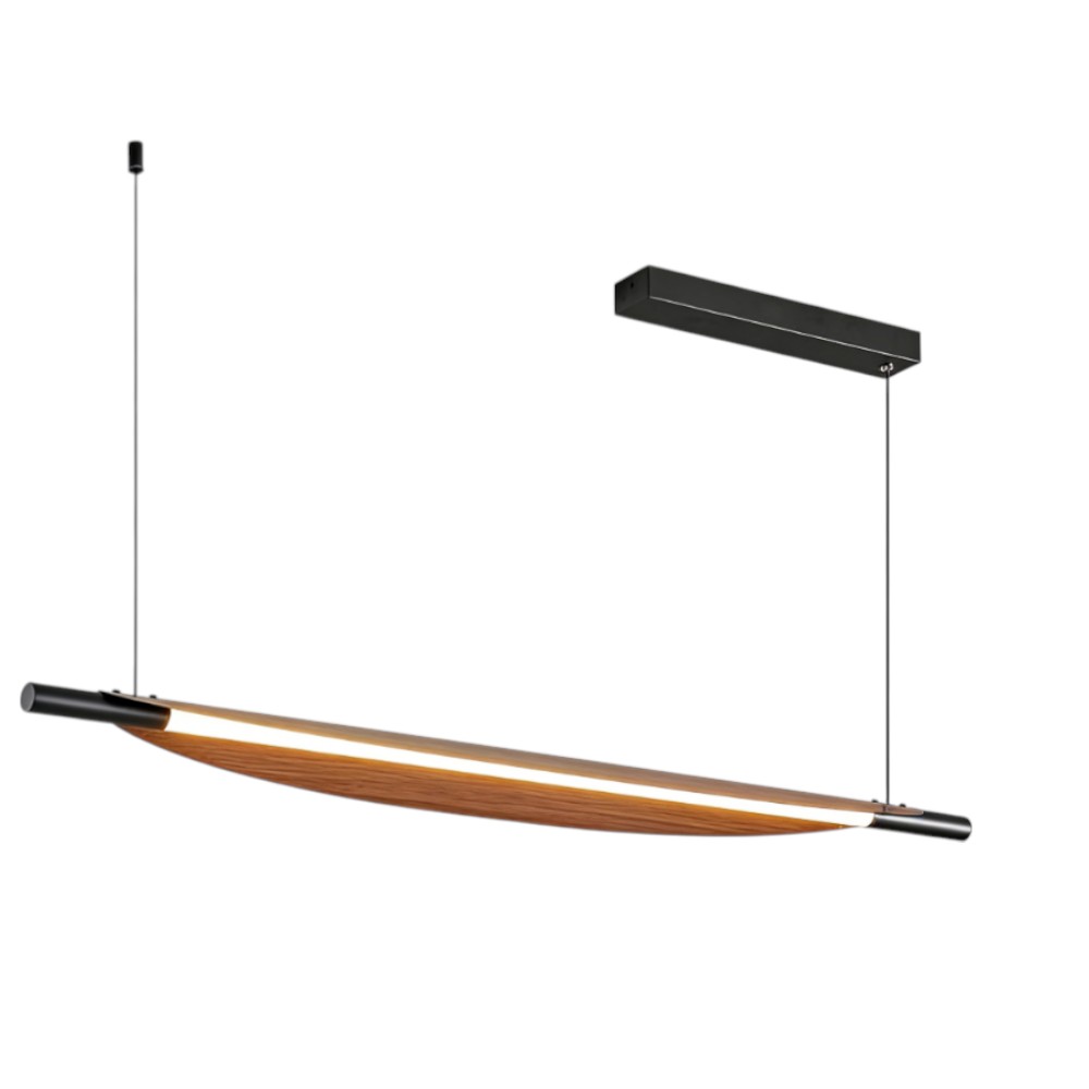 Lámpara LED colgante Kanoa black/walnut luz calida 12W