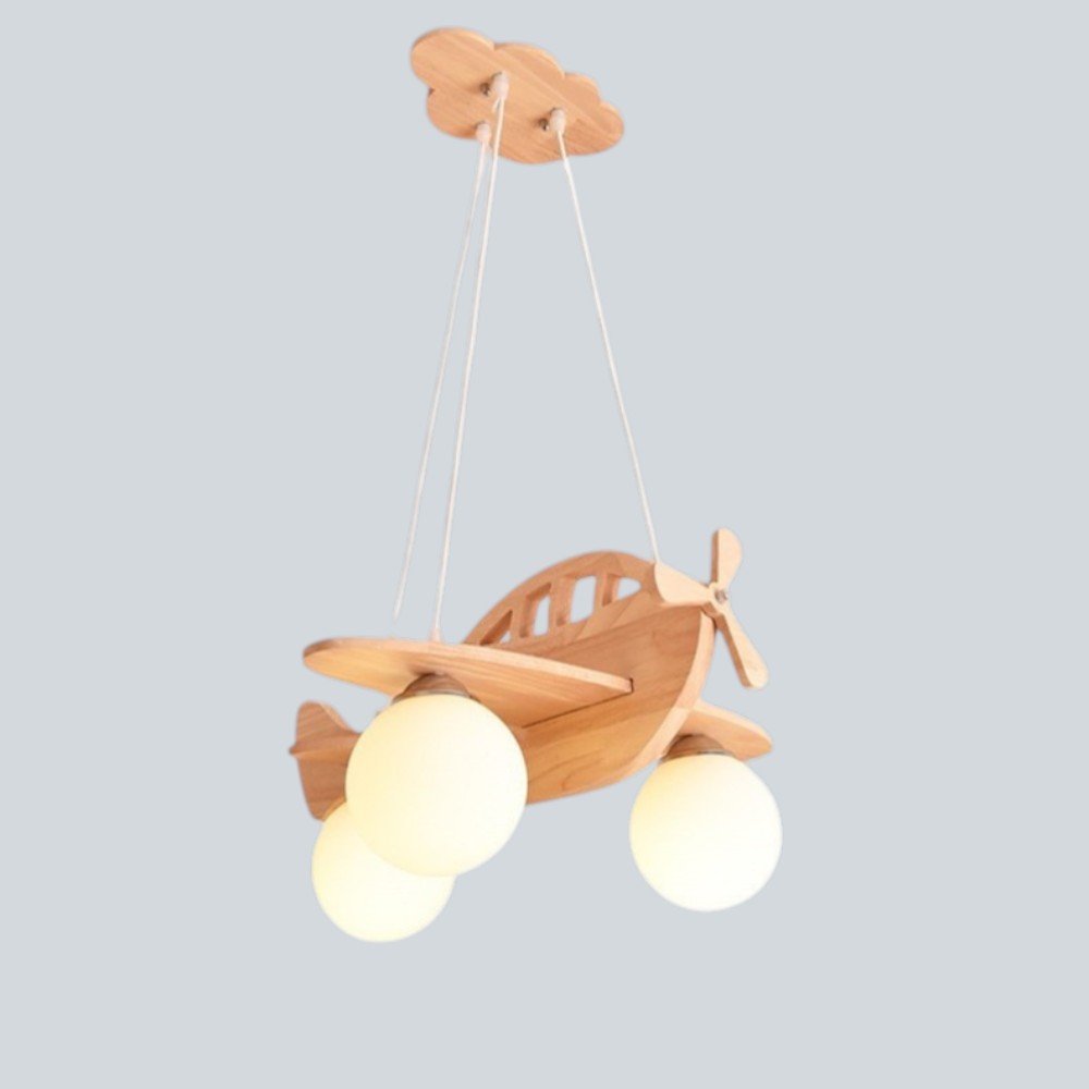 Lámpara Avión de madera con esferas