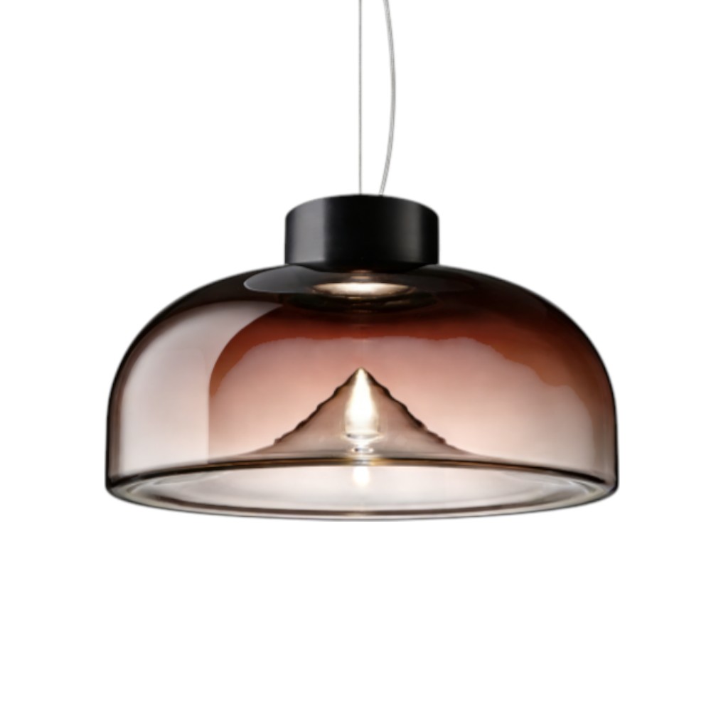 Lámpara colgante led Atenea vidrio rojo gradiente