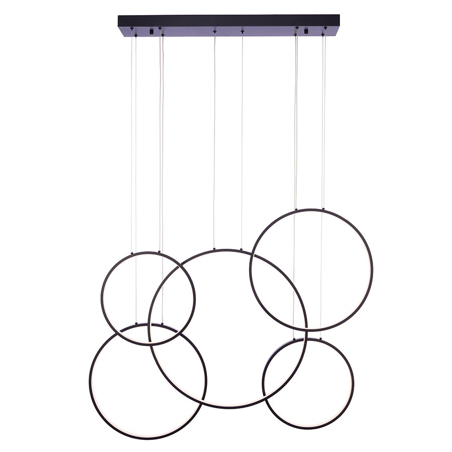 Lámpara LED colgante Circles black con luz cálida 100W
