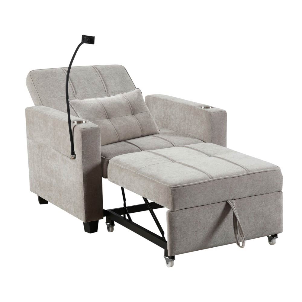 Butaca cama pull out Jay de tapiz gris