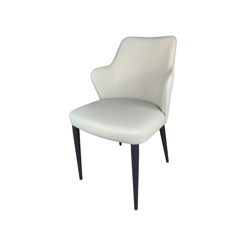 Silla de comedor sin brazos Yinny tapiz tipo cuero taupe