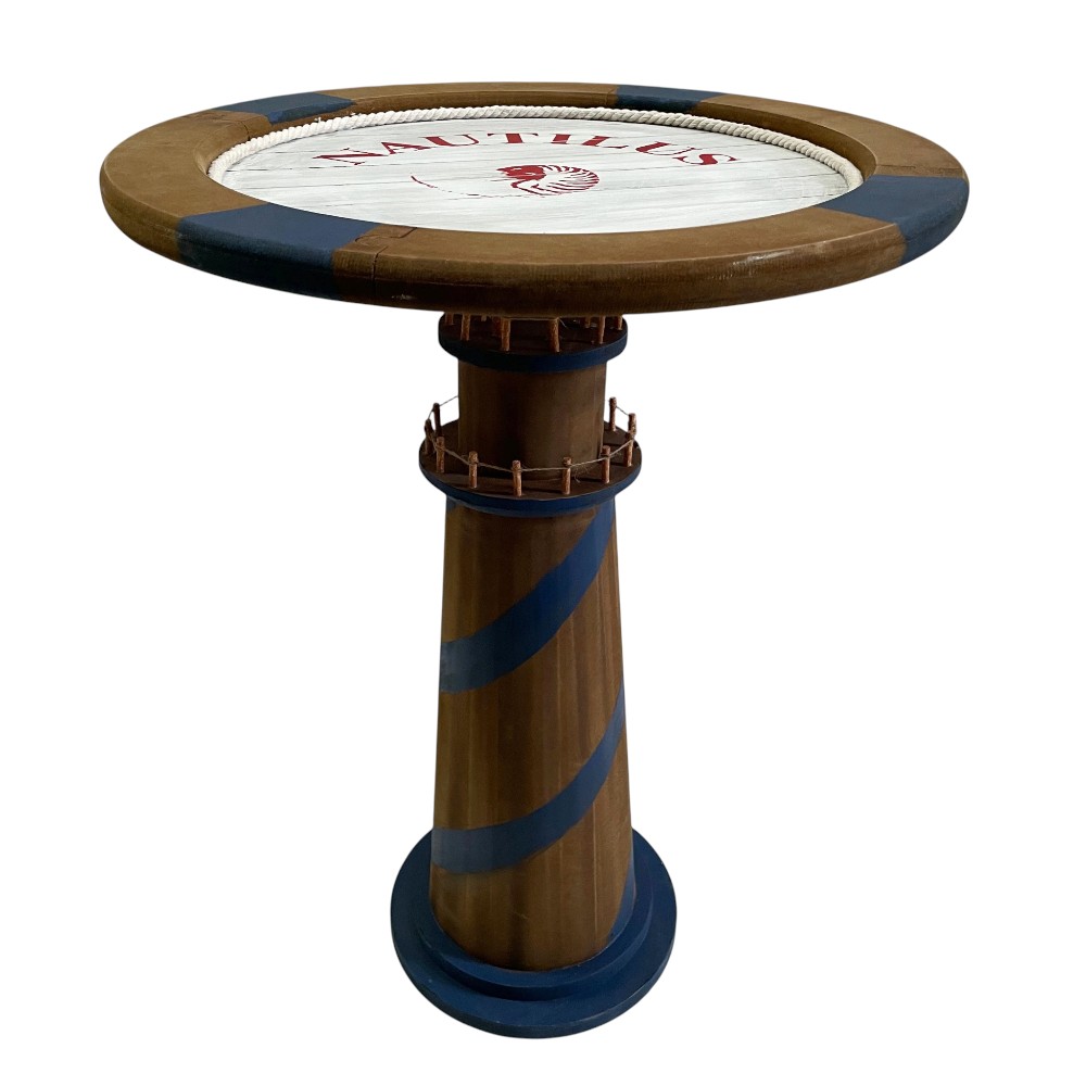 Mesa auxiliar redonda Nautilus estilo marinero