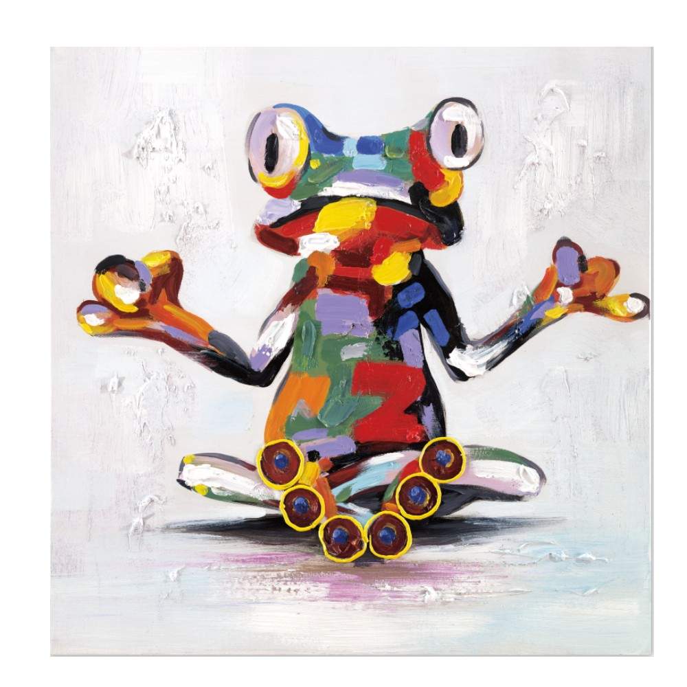 Cuadro 60x60 Rana colorida fondo blanco