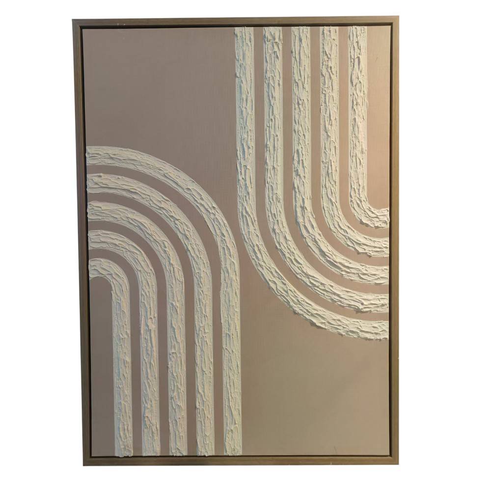 Cuadro 70x50 líneas curvas blancas con marco