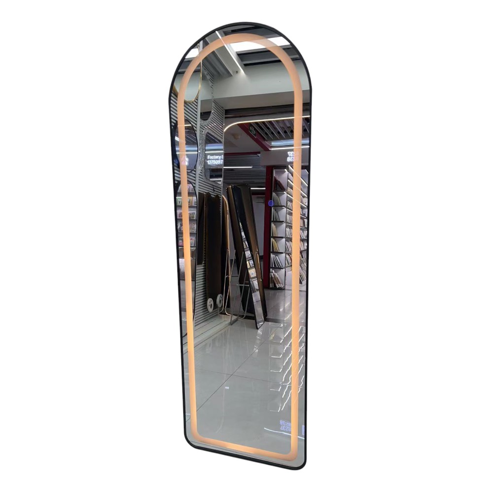 Espejo con LED de pared Domo 50x160 y marco negro