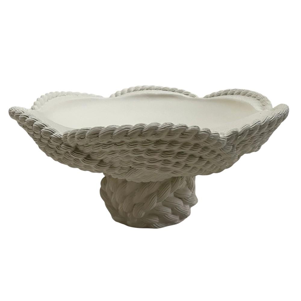 Bowl decorativo anudado blanco 32x32xm