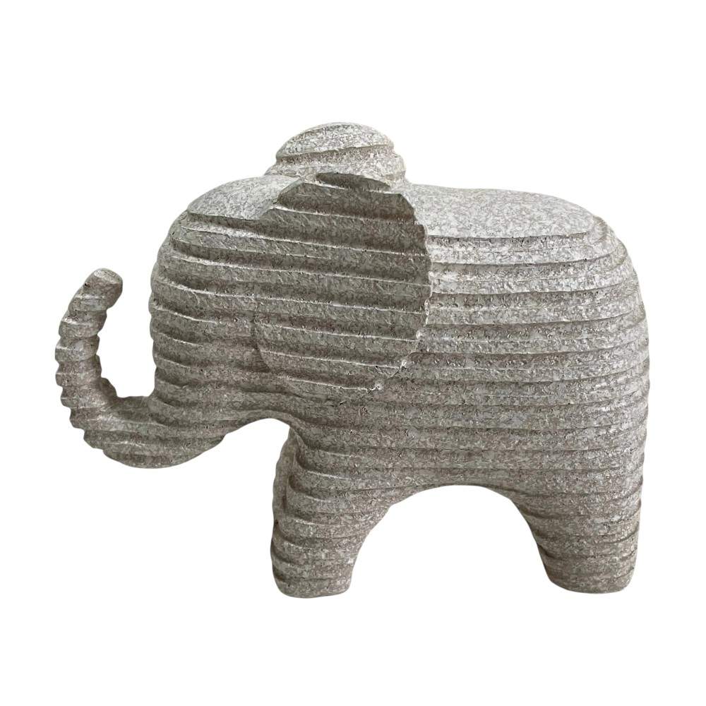 Adorno Elefante estriado blanco 22x17cm