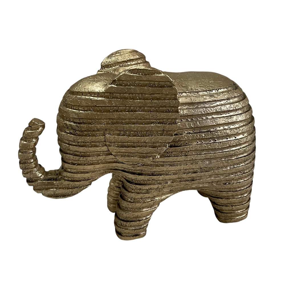Adorno Elefante estriado dorado 22x17cm