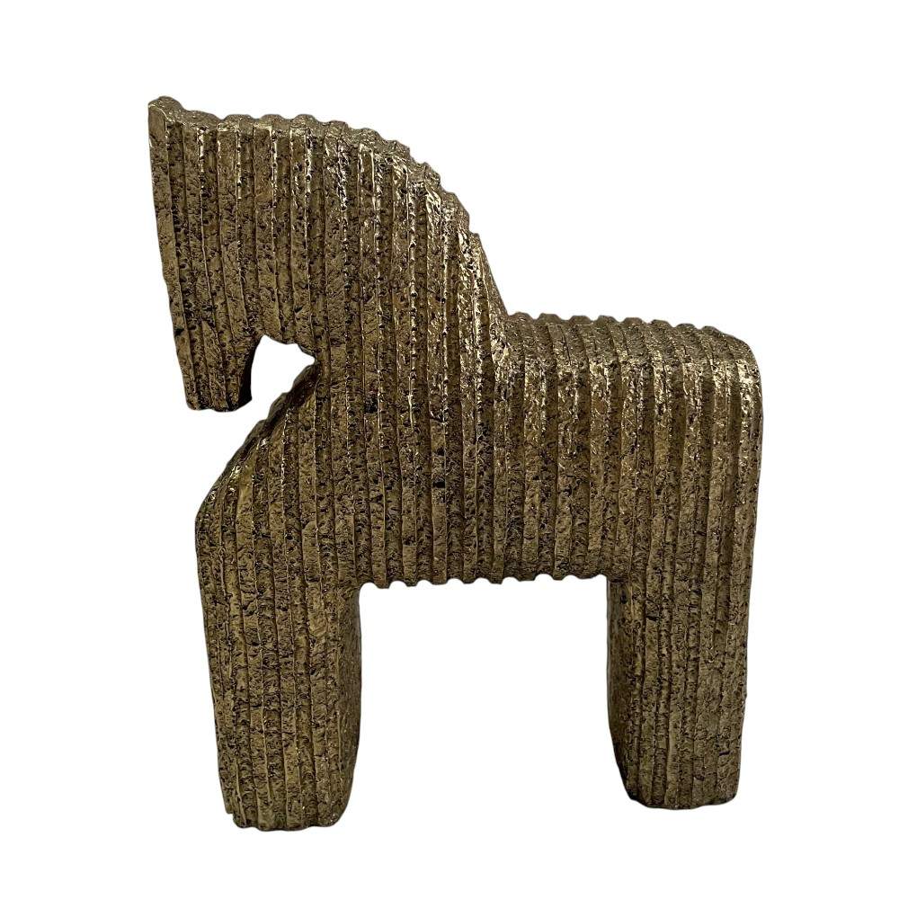 Adorno Caballo estriado dorado 17x22cm