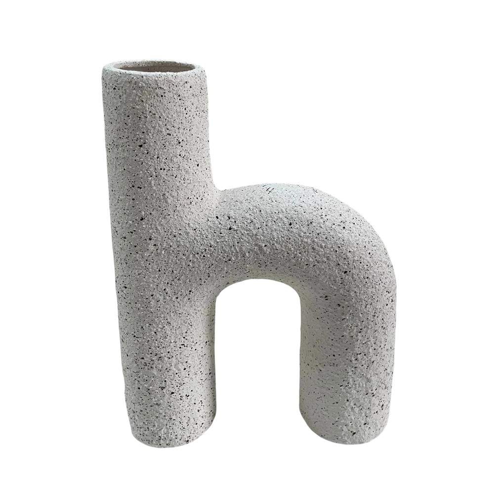 Florero 21cm H de cerámica blanca