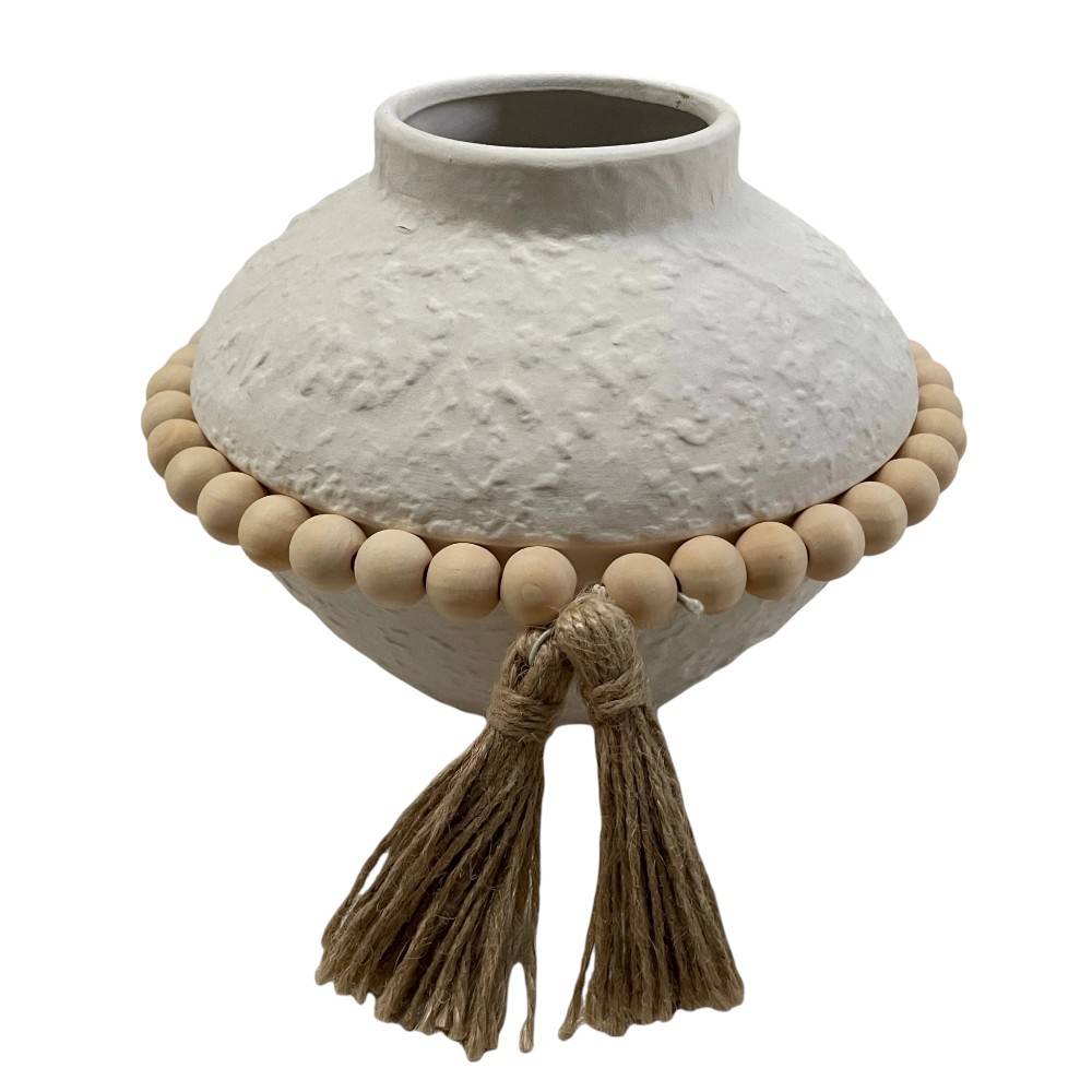 Florero 14cm Rosalía de cerámica blanca textura granulada