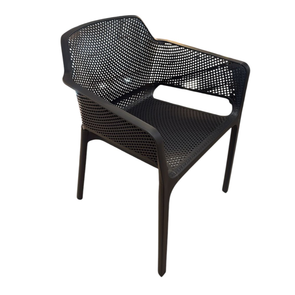 Silla de exterior con brazos PP oscuro c/protección UV