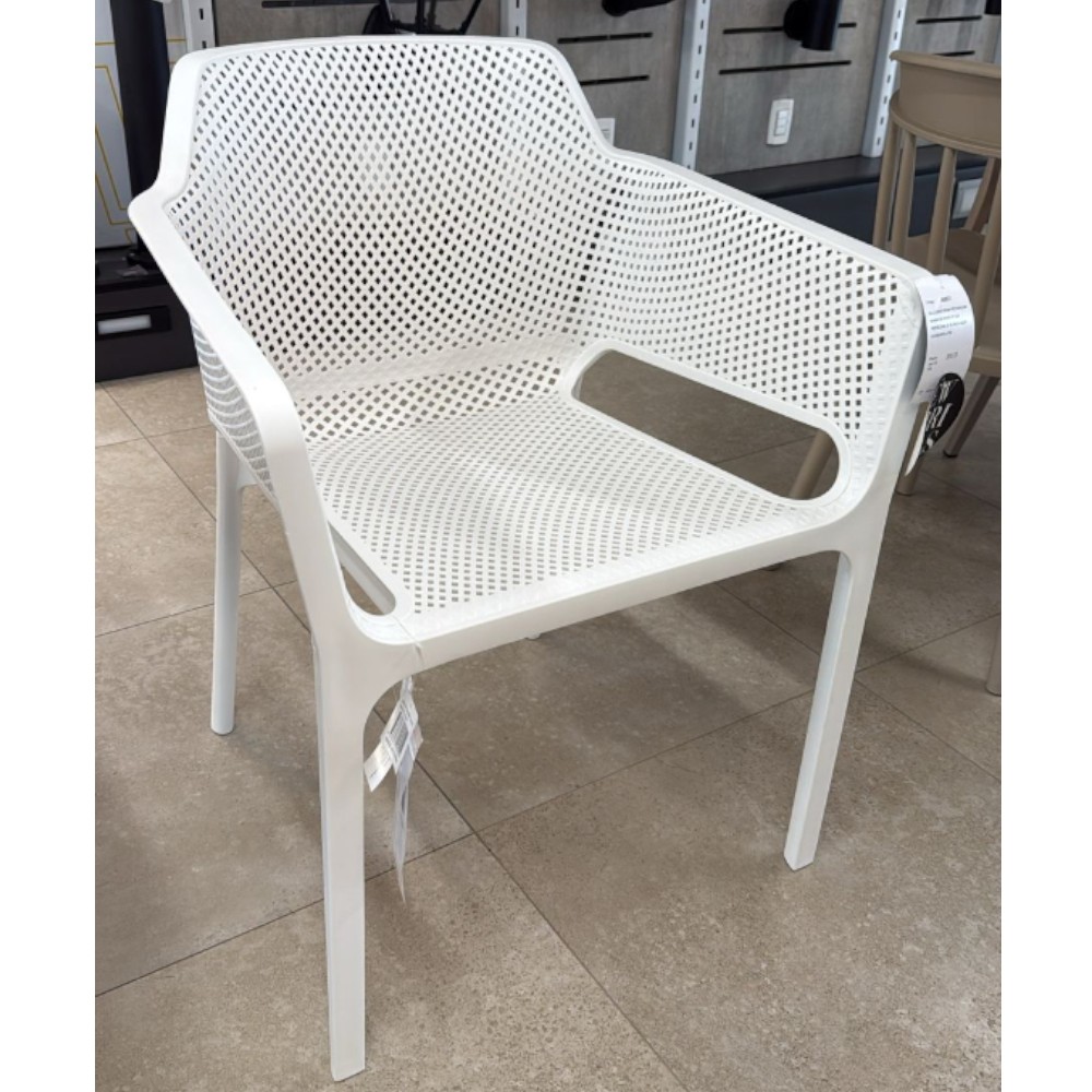 Silla de exterior con brazos plástico blanco c/protección UV