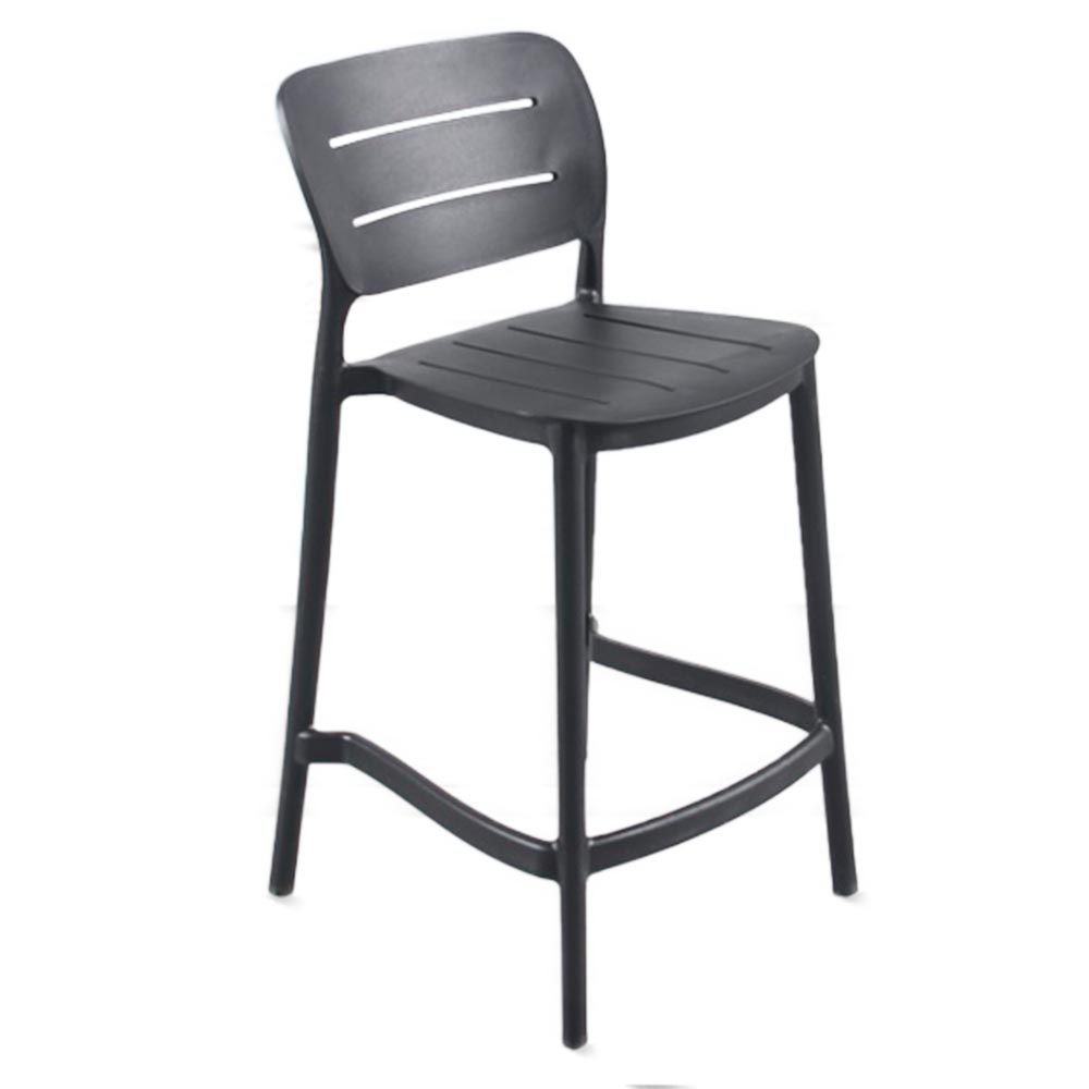 Taburete con respaldar Crow de plastico gris oscuro