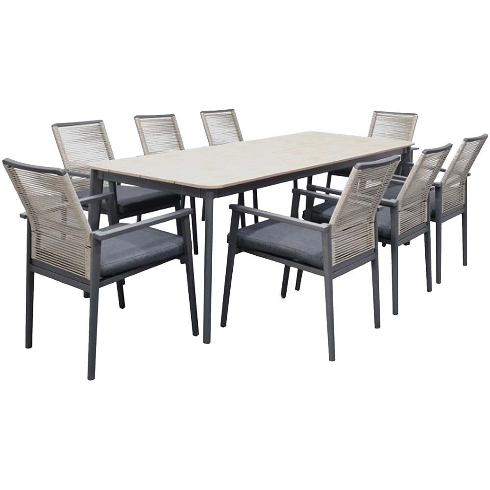 Set comedor rectangular de exterior Max 6P wood/gris oscuro