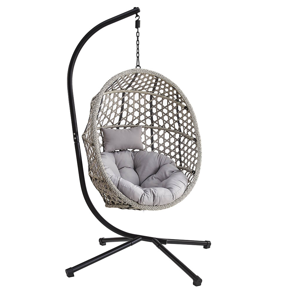 Columpio Spike plegable  tejido de polyrattan y cojin gris