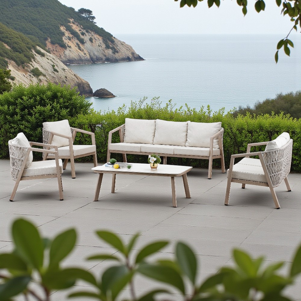 Set sala exterior Lula 4pcs ratán sintético beige+cojines