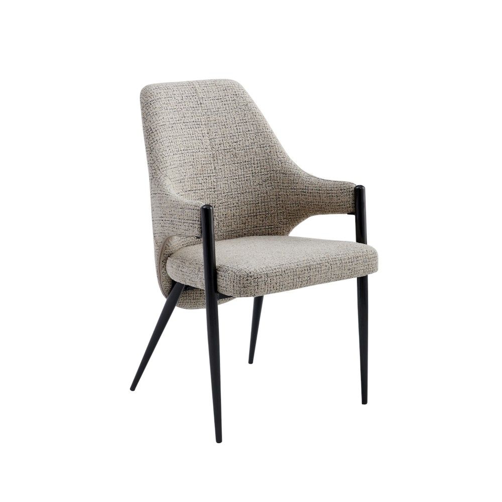 Silla de comedor con brazos Izar de tapiz greige