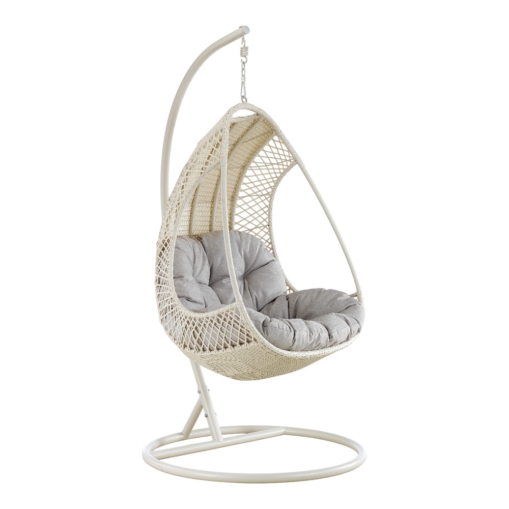 Columpio Pixie de polyrattan beige + cojín gris