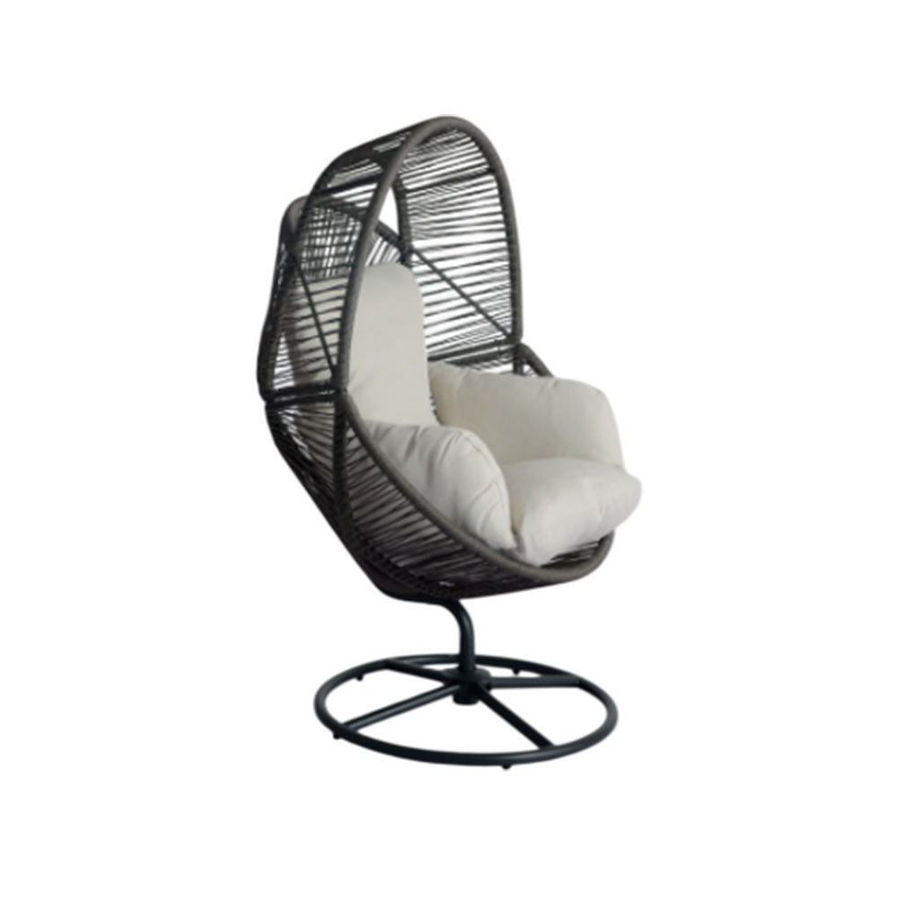 Asiento giratorio Vian de acero con polyrattan cafe oscuro
