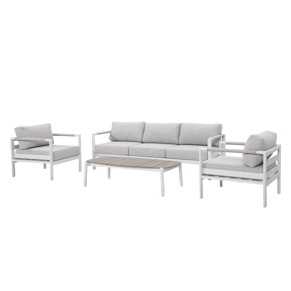 Set sala de exterior Eva de 4pcs de aluminio blanco hueso