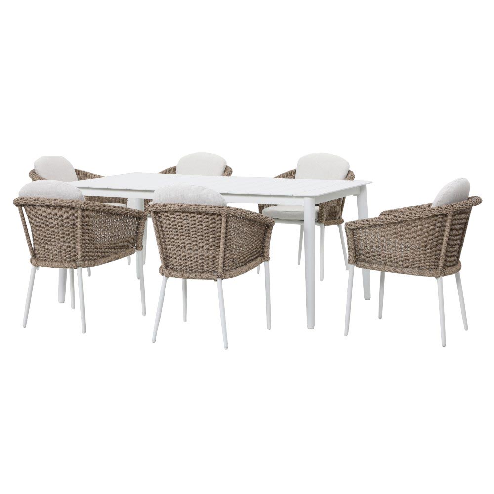Set comedor de exterior Nexa rectangular 179x96 blanco