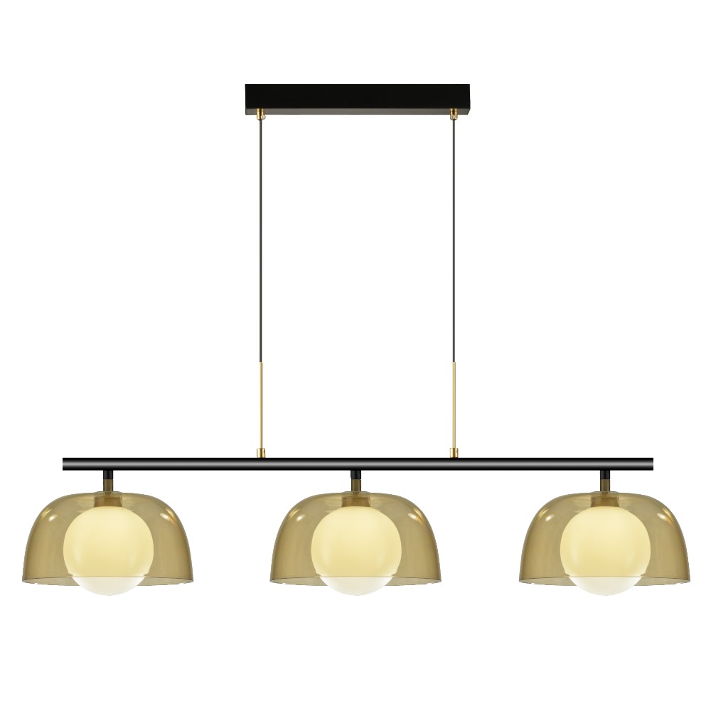 Lámpara colgante Ivonny negro/dorado PS ámbar 3 luces