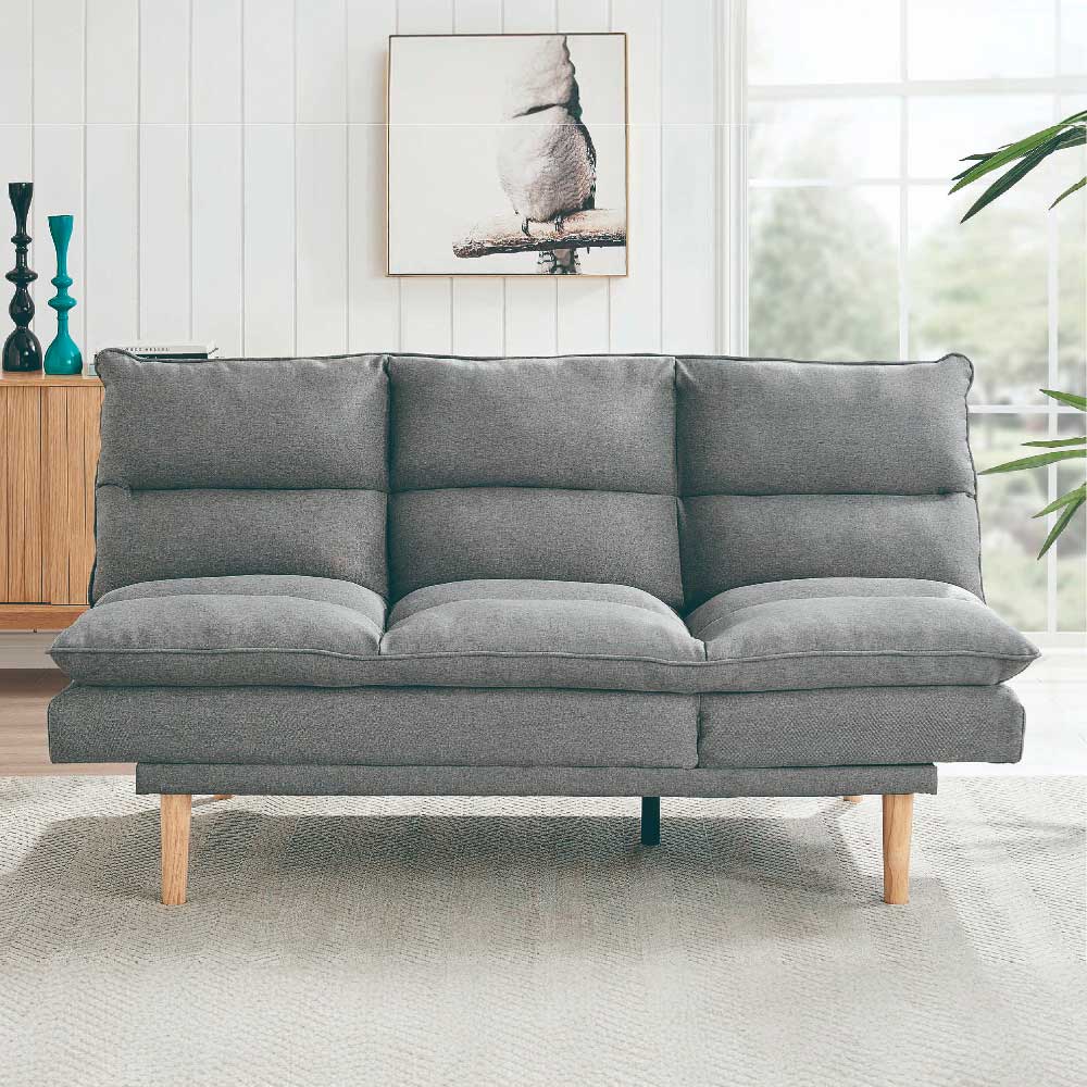 Sofá cama Clain clic clac de tela gris oscuro