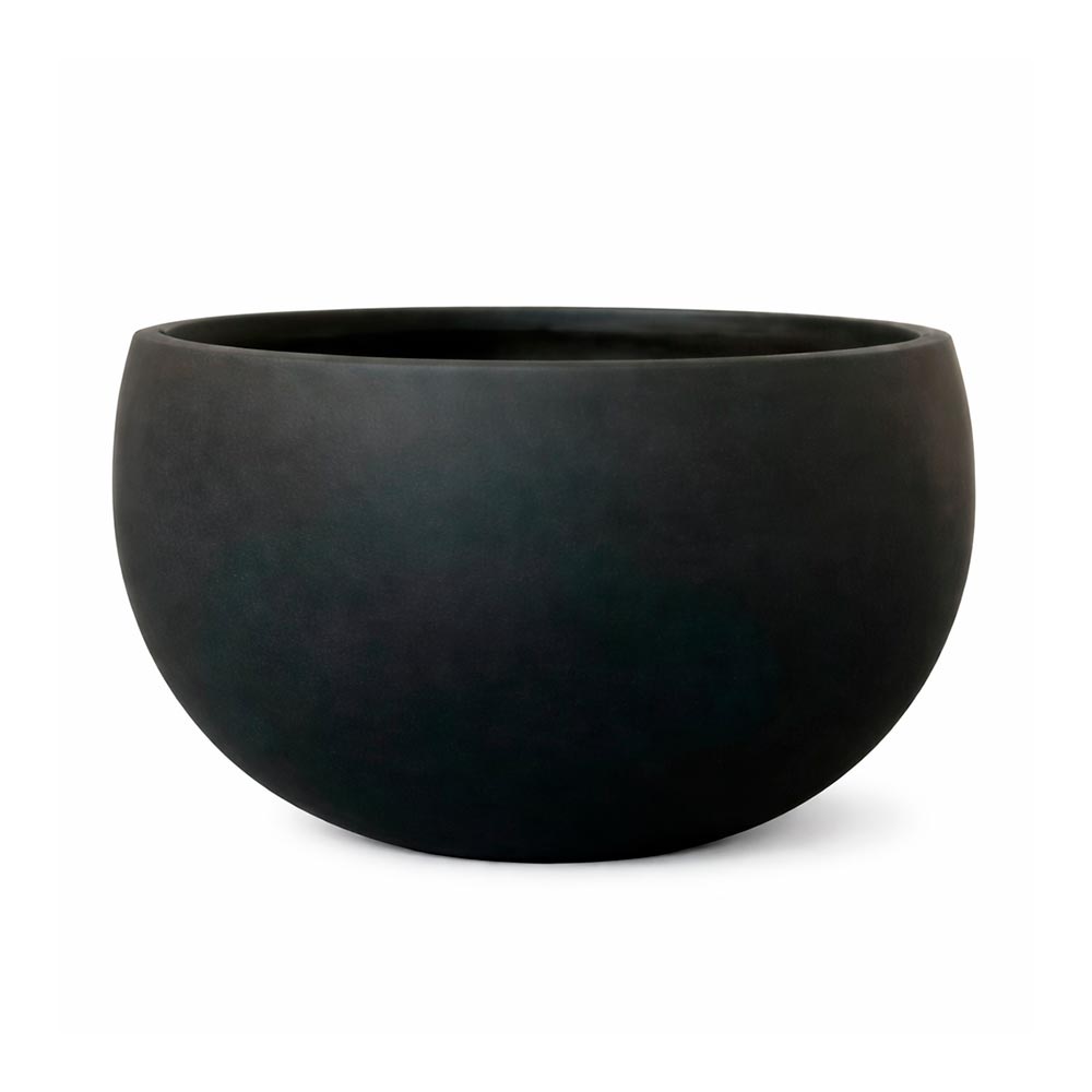 Macetero Cyra de fibra mineral negro tipo bowl 40x26cm