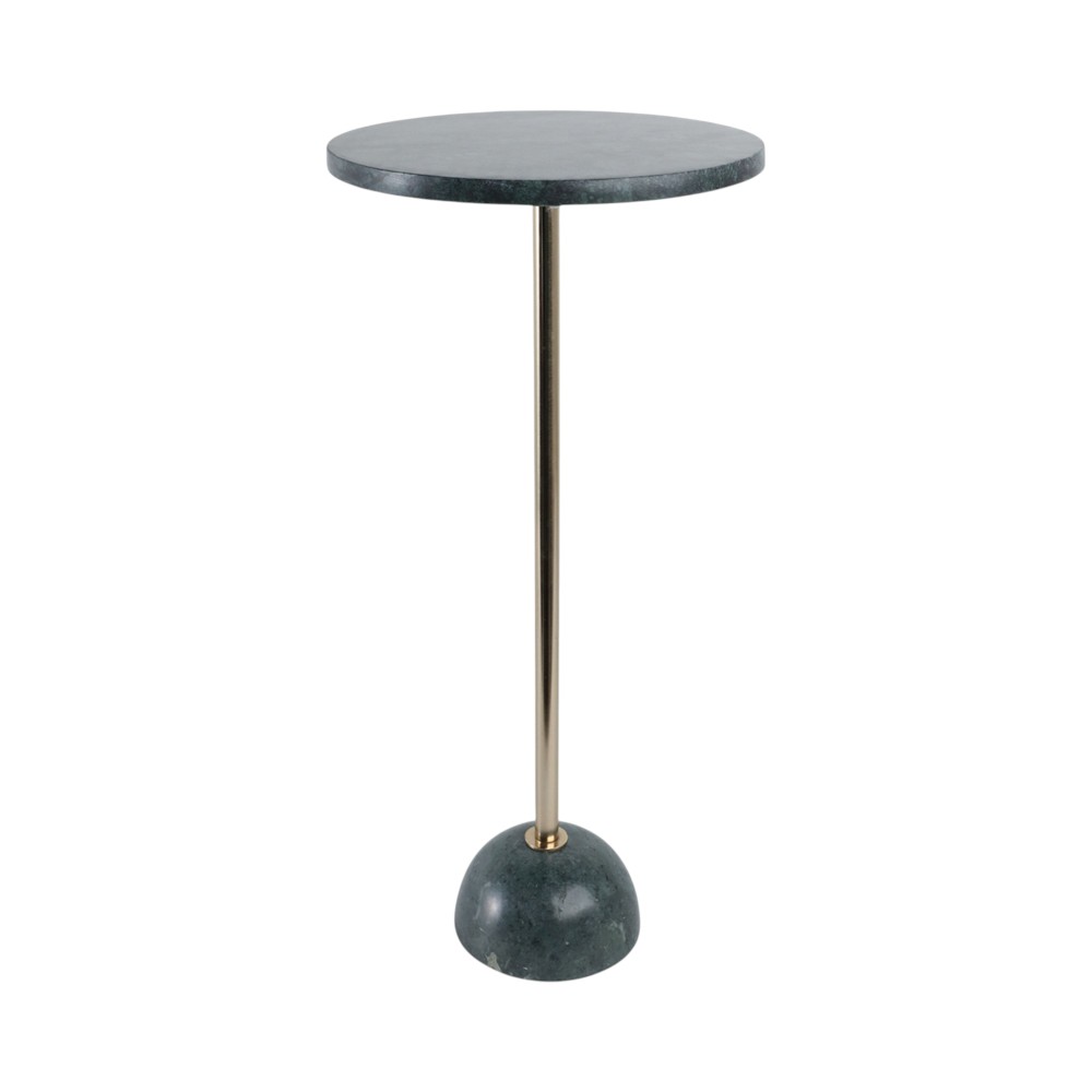 Mesa auxiliar redonda Tyra base y top de mármol verde