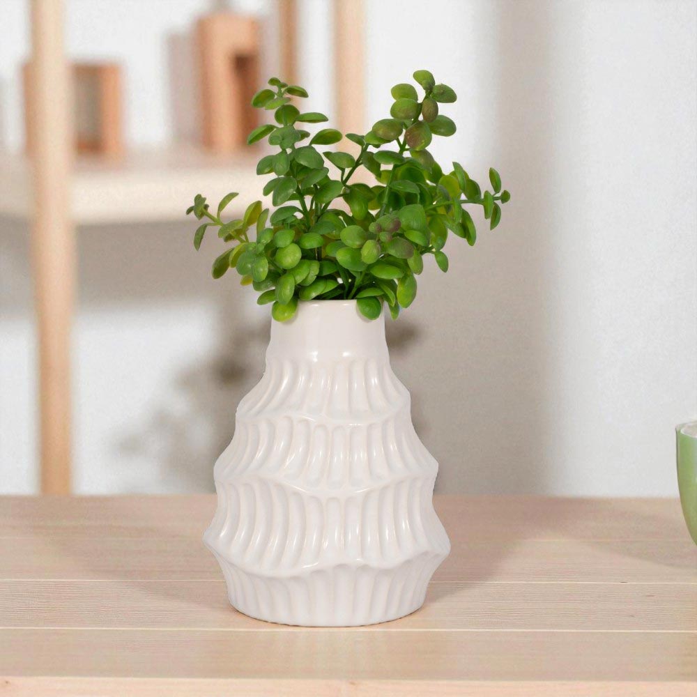 Florero Wavy de cerámica blanca 15cm