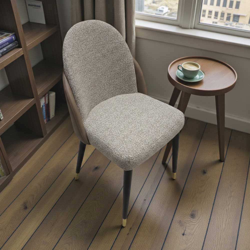 Silla de comedor sin brazos mitad tela/PU taupe