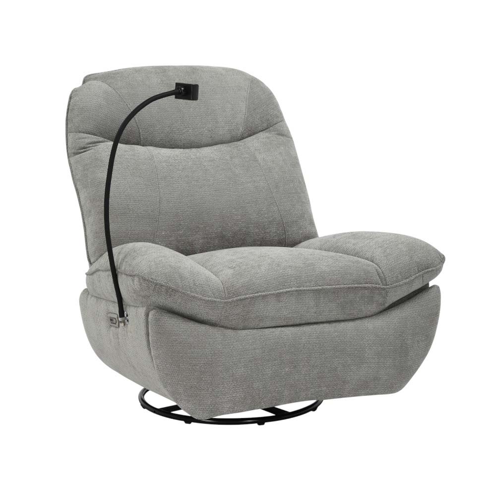 Reclinable electrico giratorio c/USB portacelular tapiz gris