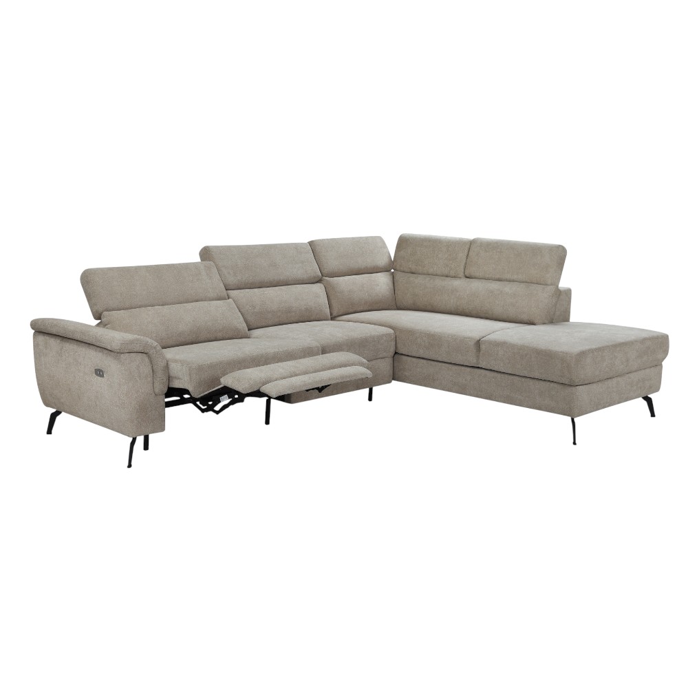 Sófá reclinable esquinero derecho c/almacenamiento taupe