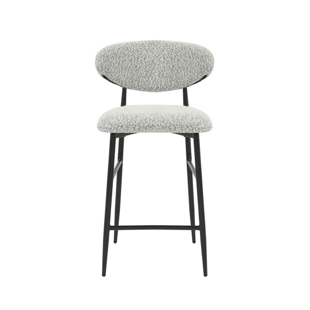 Taburete con respaldar Freya de tapiz gris