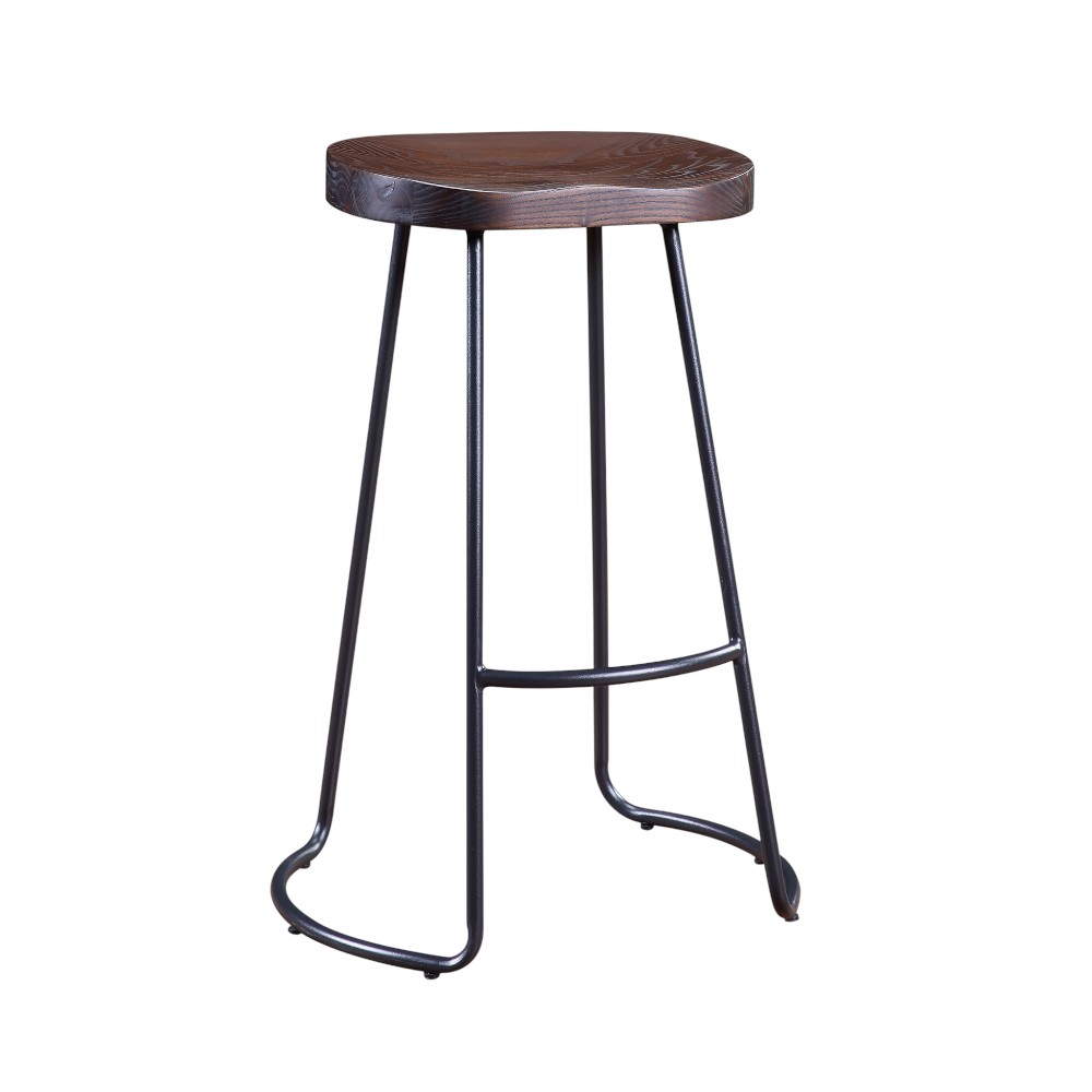 Taburete Atlas de asiento madera base de metal negro