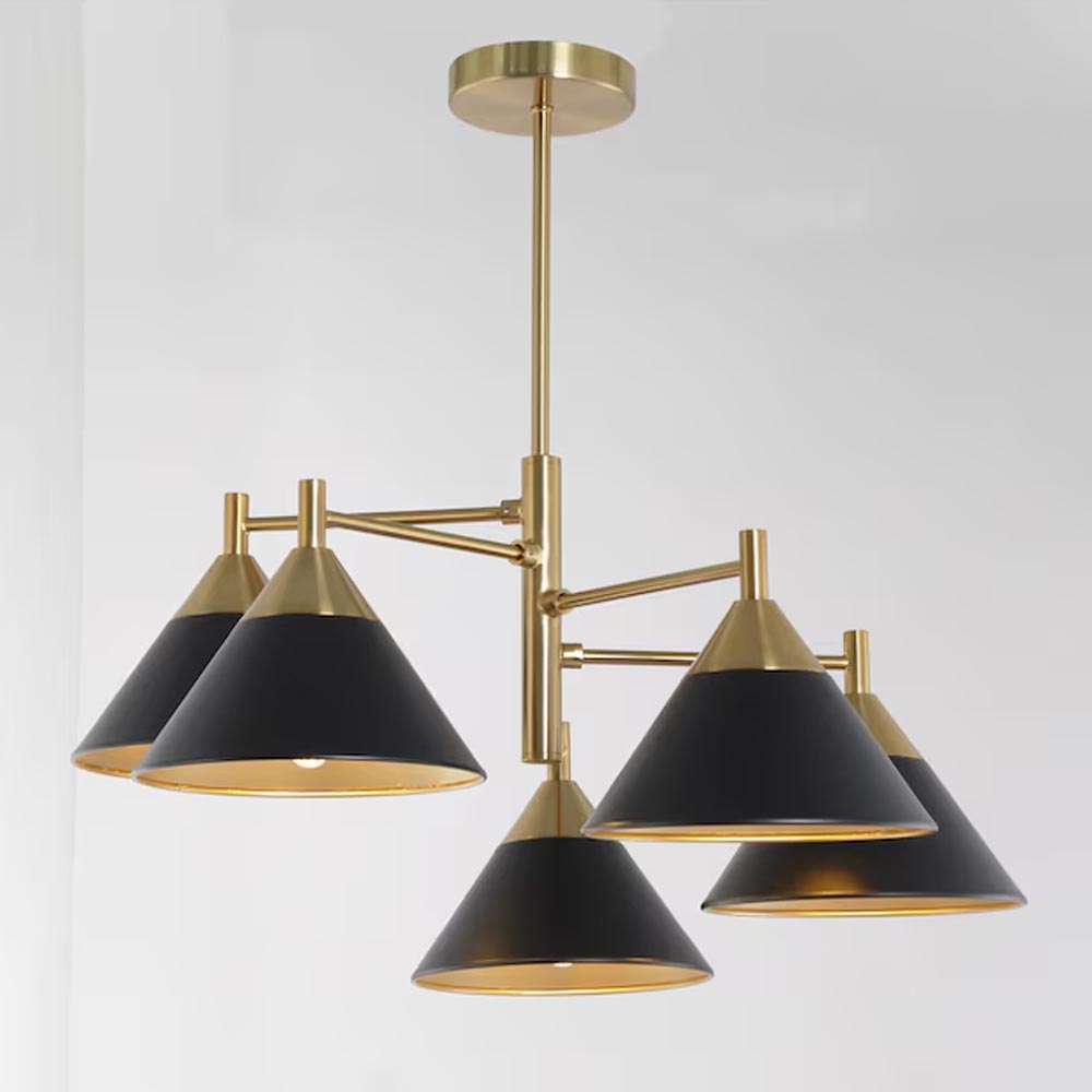 Lámpara colgante 5xE12 Grace metal negro/dorado