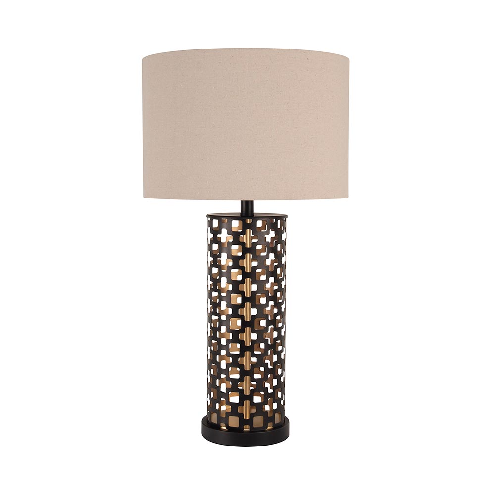 Lámpara de mesa E27 Milani base troquelada de metal bronce