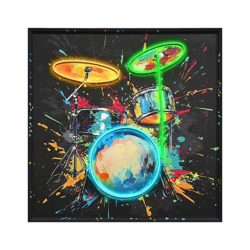 Cuadro 83x83 Drums multicolor + luz led