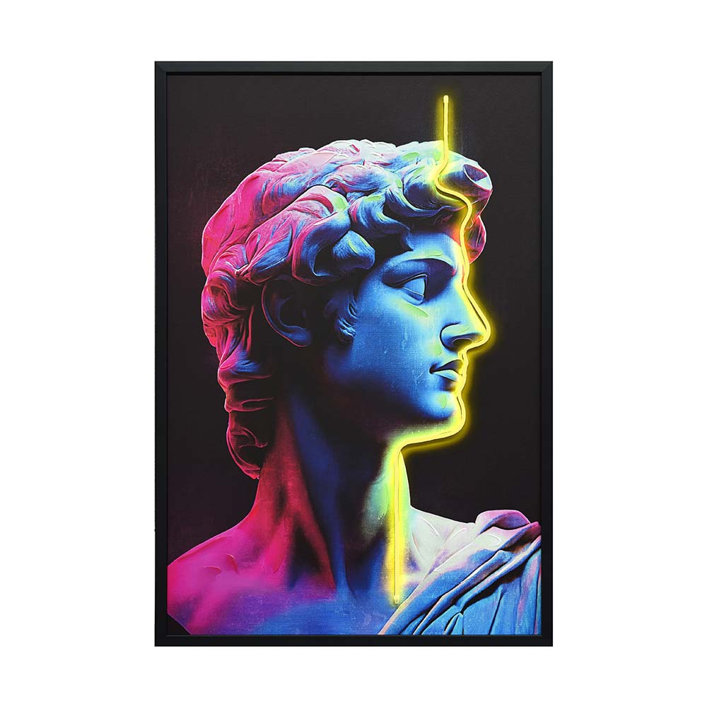 Cuadro 63x93 Apolo estilo Vaporwave + luz led
