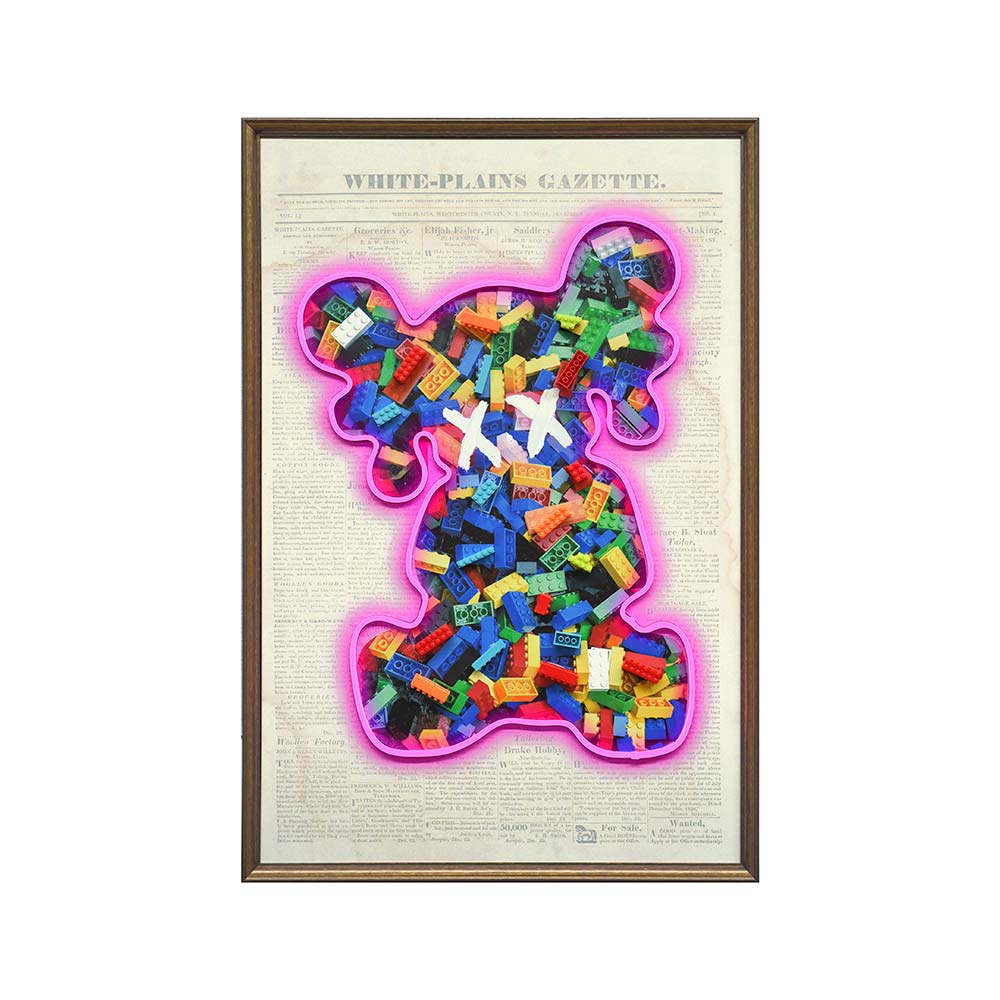 Cuadro 63x93 Kaws colorido + luz led