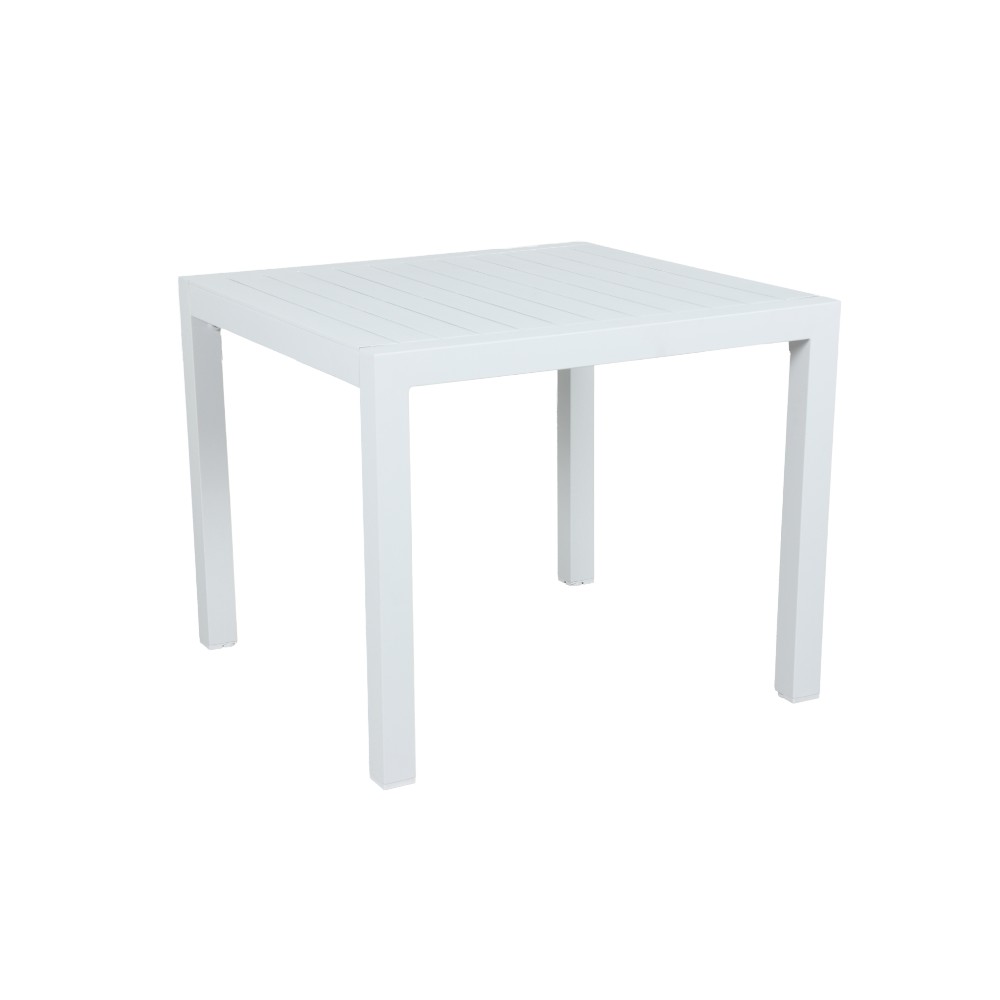 Mesa comedor cuadrada 90x90 Nara de aluminio blanco mate