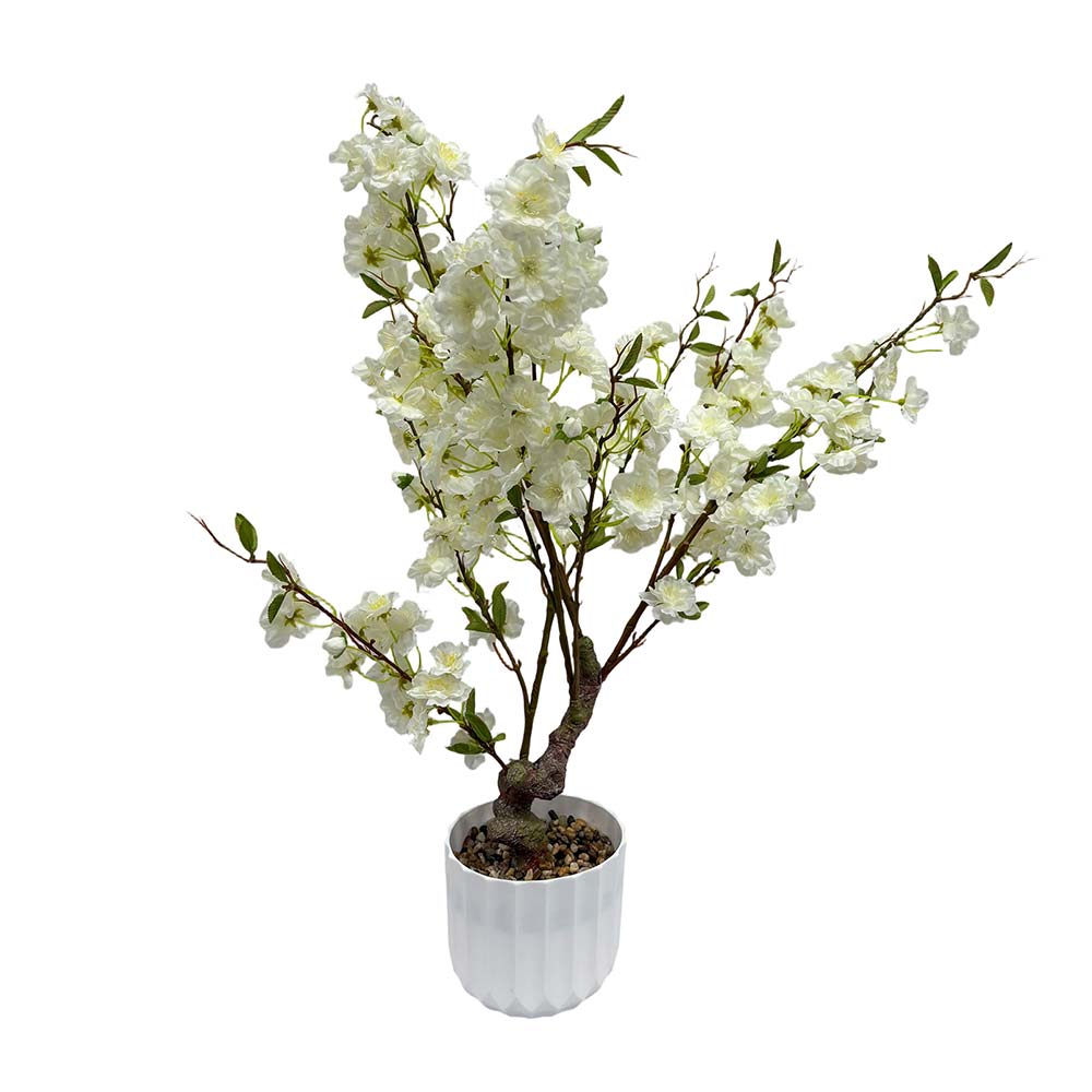 Árbol de cerezo artificial blanco con macetero 85cm