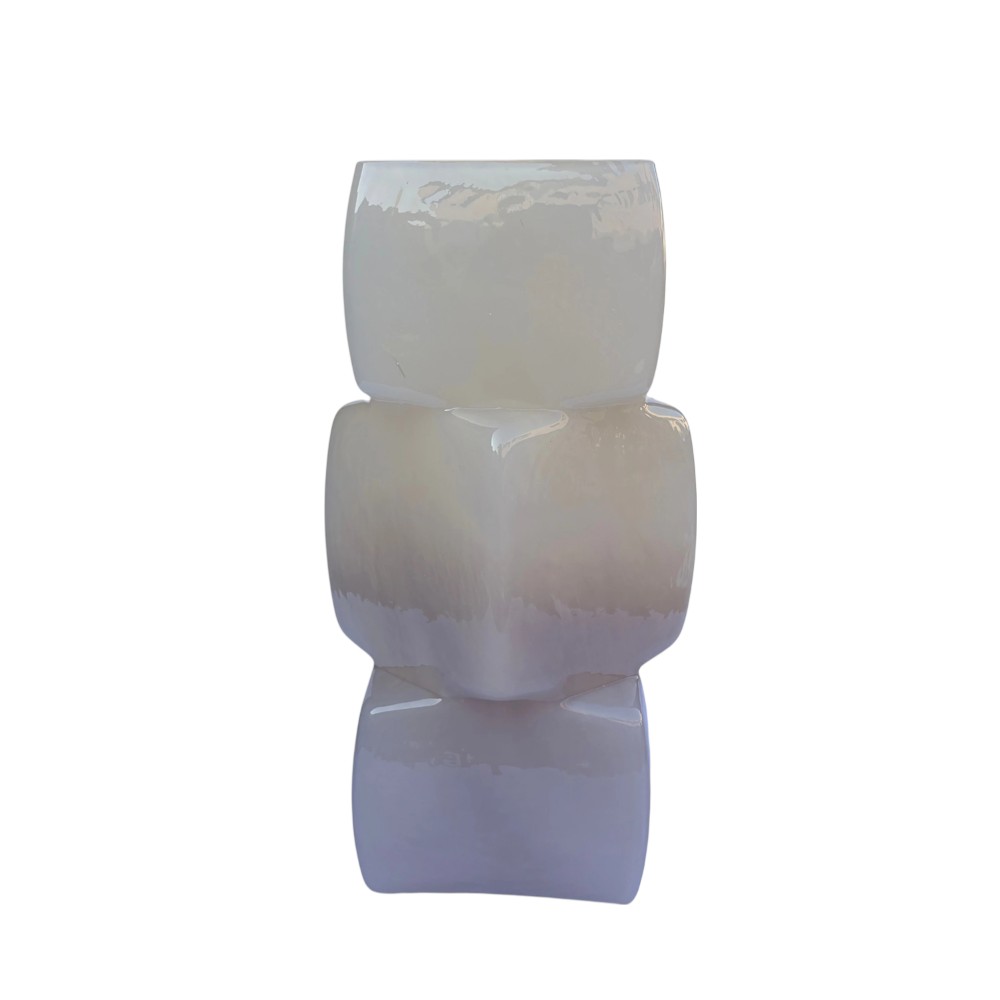 Florero Ice de vidrio color blanco 30cm