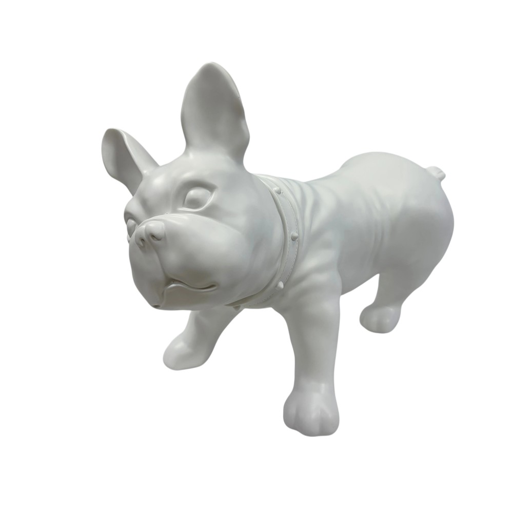 Figura Bulldog French de resina blanca