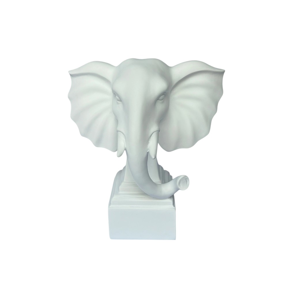 Figura Elefante de resina color blanco 21cm
