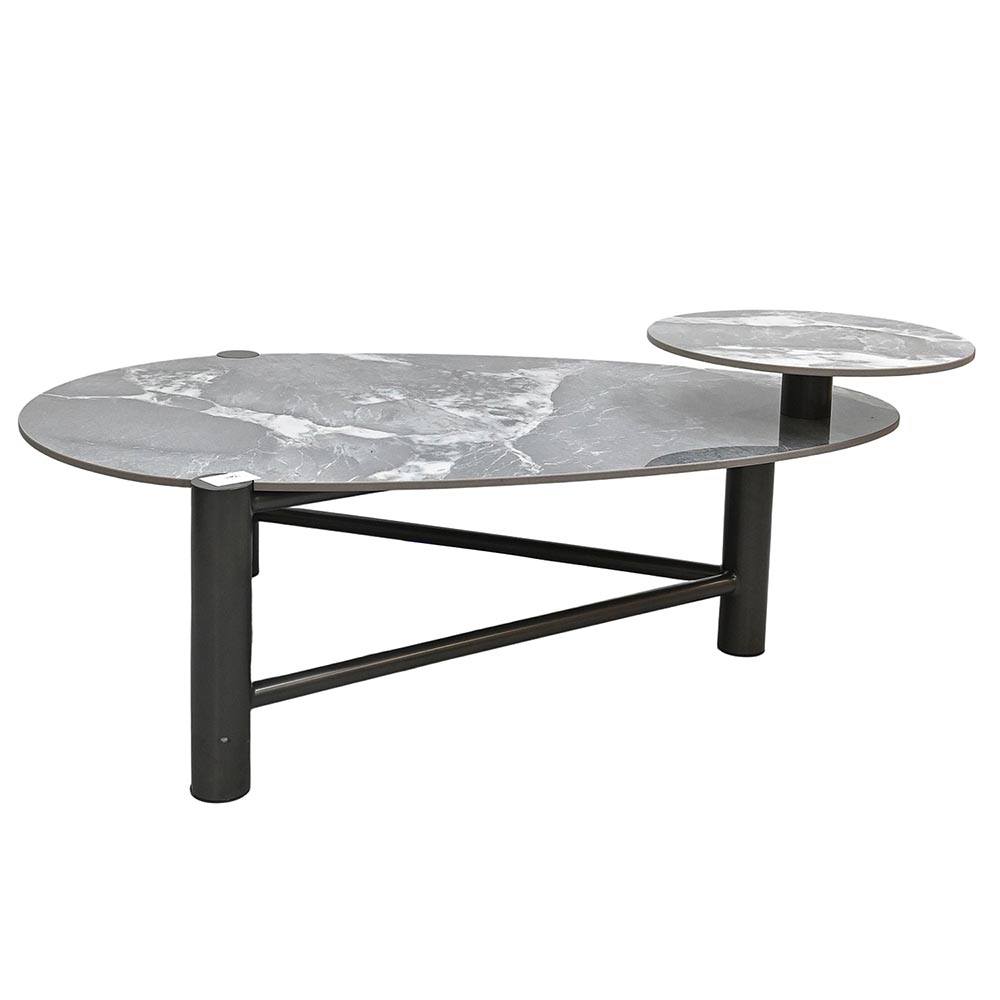 Mesa de centro ovalada Bongy top de cerámica